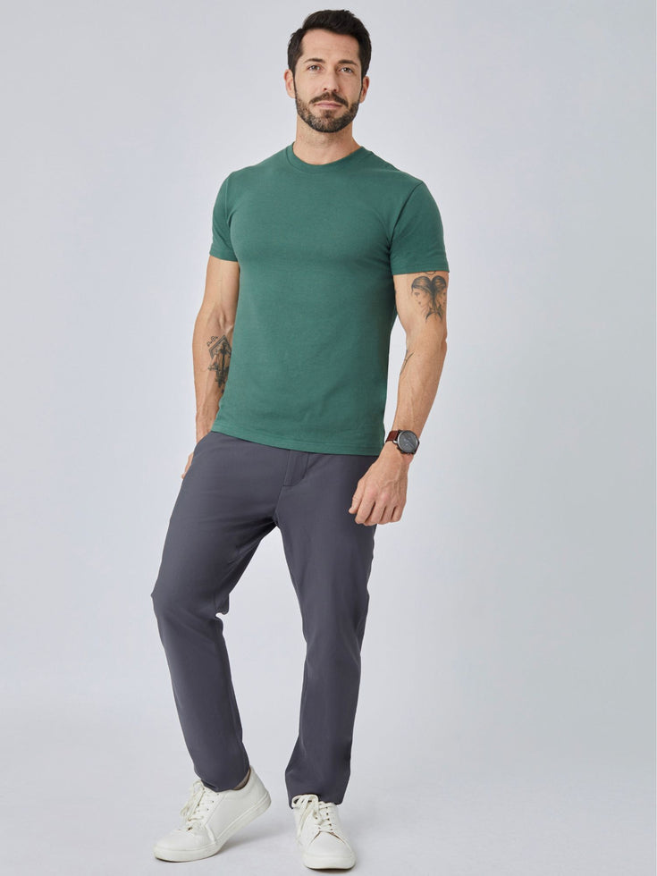 Alpine Green Crew Neck T-shirt | Studio Model | Front Full Body Product Image | Fresh Clean Threads