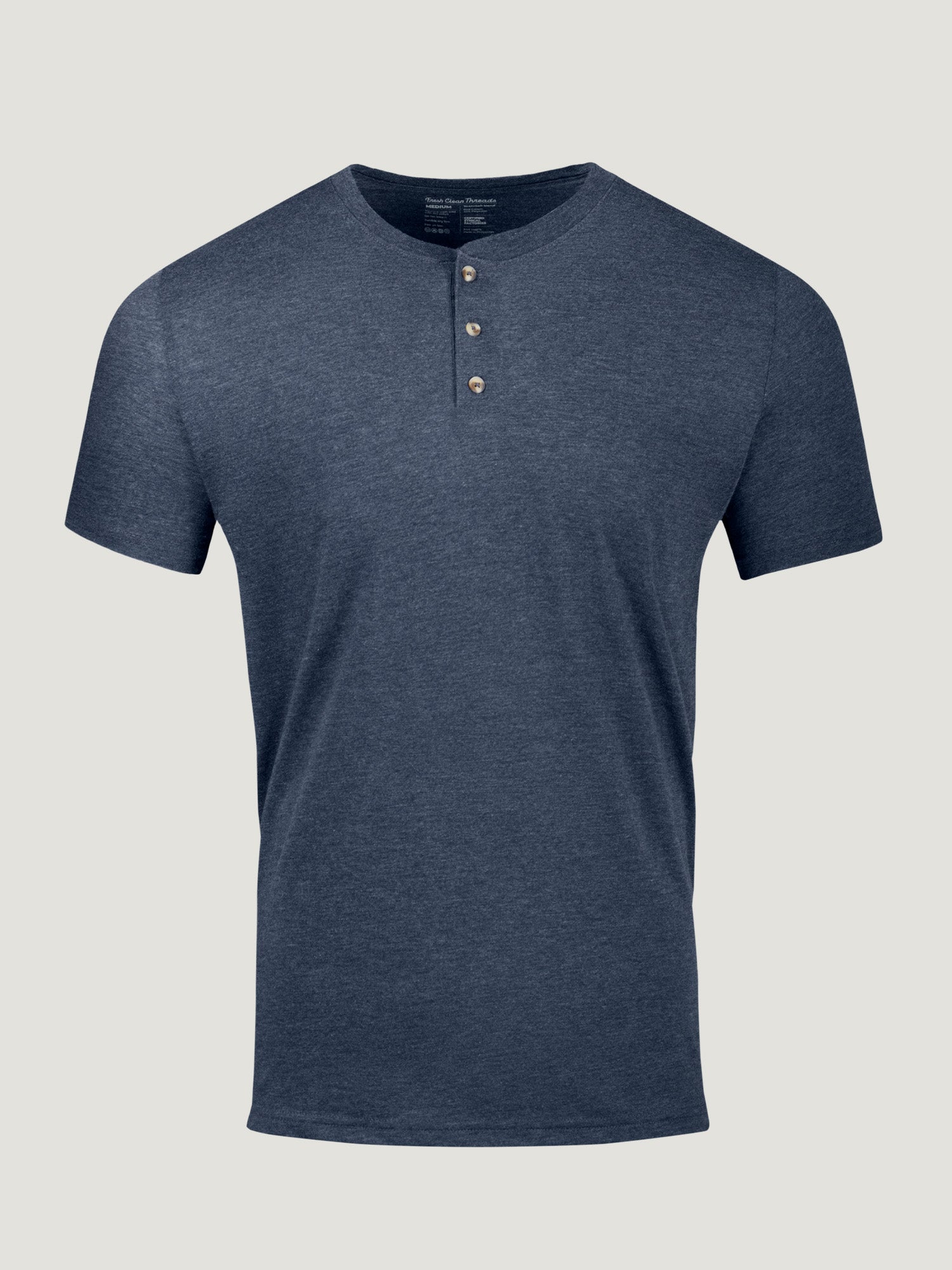 2/14発売　HENLEY NECK SHIRT NAVY M 新品未使用 Navy Short Sleeve Henley For Men | Fresh Clean Threads