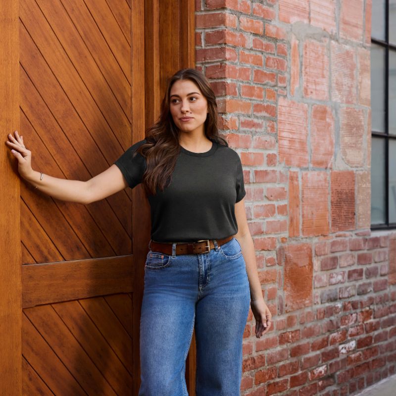Women's Vault Black Crew Neck Tee | Made with Stratusoft™