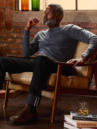 Quintin is 6'1" and wears a size M # Long Sleeve Henleys | Vault Navy Long Sleeves for Men