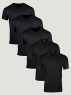 All Black Staples 5-Pack | Black Crew Neck Tees & Black Polos | Fresh Clean Threads