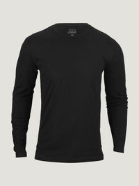Men's Long Sleeve Crew Neck in Black from Fresh Clean Threads