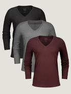 Women's Long Sleeve V-Neck Essentials 3-Pack | Fresh Clean Threads