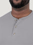 Vintage Grey Short Sleeve Henley Button Details | Fresh Clean Threads