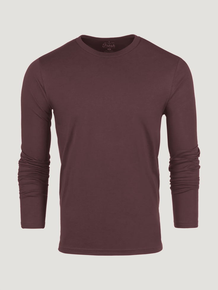 Port Red Long Sleeve Crew Neck Tee Mannequin | Fresh Clean Threads