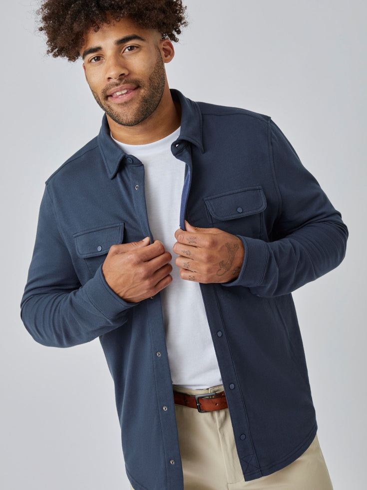 Blue Shirt Jacket | Button Up Shacket 2-Pack | Fresh Clean Threads