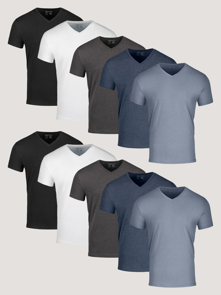 Best Sellers Men's V-Neck 10-Pack of Tees | Fresh Clean Threads