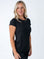 Maddy is 5'8", size 4 and wears a size S # Women's Basics | Black Crew Tee | Fresh Clean Thread