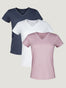 Women’s Bold V-Neck 3-Pack Tees | Odyssey Blue, White and Thistle Tees | Fresh Clean Threads