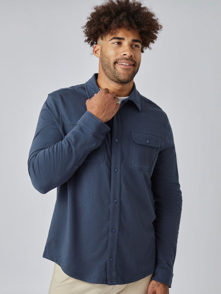 Shirt Jackets | Odyssey Blue Button Up Shacket | Fresh Clean Threads