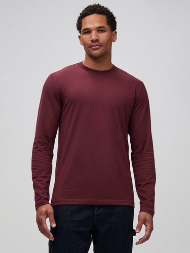 designed for effortless layering # Long Sleeve Crew in Burgundy | Designed for Layering | Fresh Clean Threads