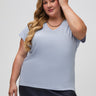 Vanessa is 5'10" and wears a size 2X # Women's Icicle V-Neck Tee | Fresh Clean Threads