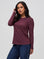 Nathalie is 5'6" and wears a size S # Women's Merlot Long Sleeve on Model Nathalie | Size Small | Fresh Clean Threads