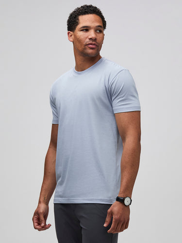 Mikah is 6'1" and wears a size medium # Icicle Crewneck Tee | Winter 2025 | Fresh Clean Threads