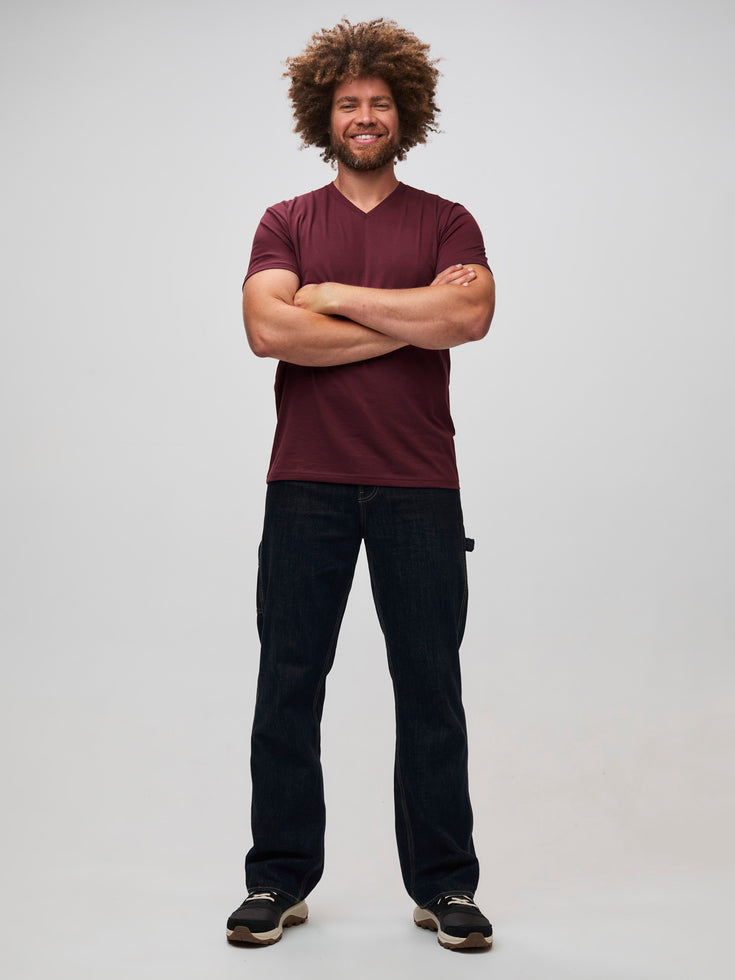 Style & Comfort | Burgundy V-Necks | Fresh Clean Threads