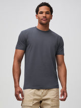 Mikah is 6'1" and wears a size medium in FCT # Men's Crew Neck Tees | Fall Style at Fresh Clean Threads