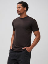 Mikah is 6'1" and wears a size medium # Espresso Crewneck Tee | The Brown Shade of the Season | Fresh Clean Threads