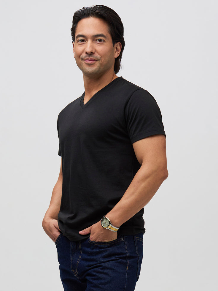 Black V-Neck now available in Short Length | Fresh Clean Threads