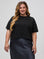 Vanessa is 5'10" and wears a size 2X # Women's Black Boxy Tee | Cropped Boxy Crew