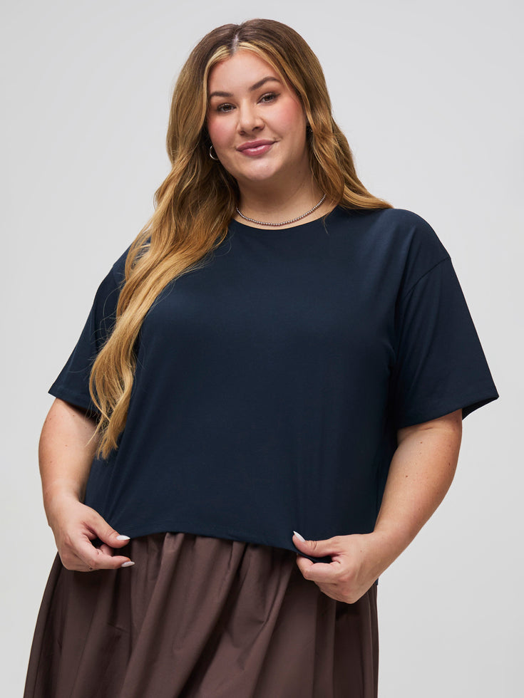 Women's Cropped Boxy Tee Dark Navy