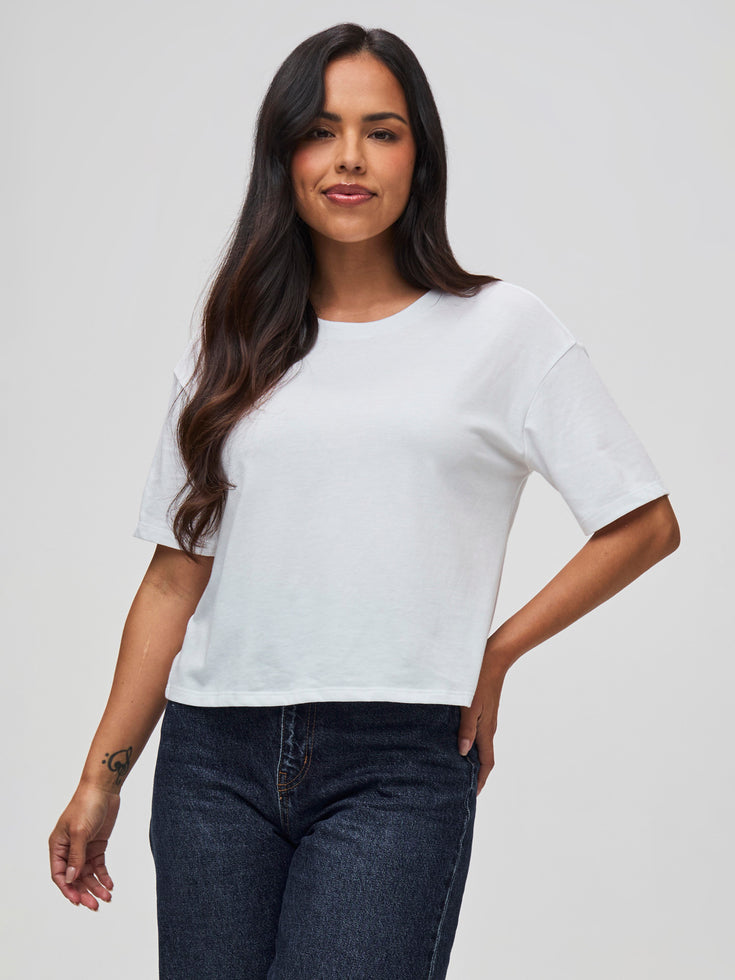 White Boxy Tee  | Cropped Style
