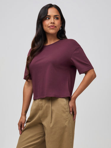 made with our classic stratusoft fabric # Merlot Boxy Tee | Women's Style at Fresh Clean Threads