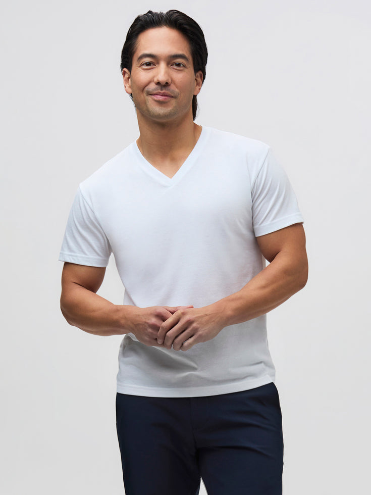 White V-Neck T-Shirt For Men | Fresh Clean Tees