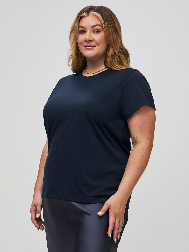 Women's Tees at Fresh Clean Threads | Dark Navy Crew Neck