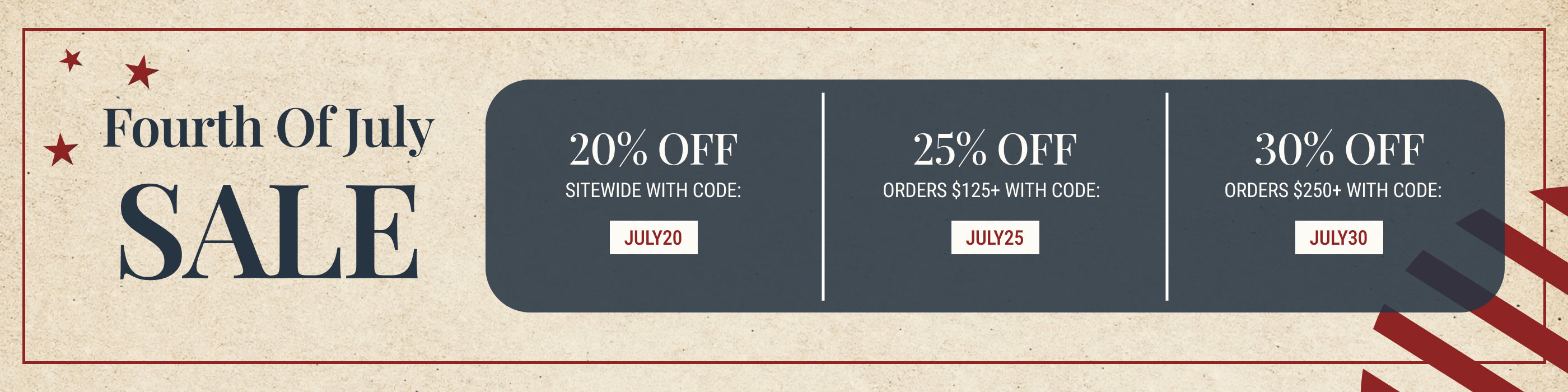 Up to 50% Off Site Wide | Fourth of July Sale at Fresh Clean Threads