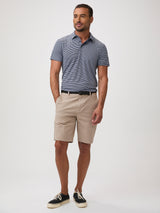 Chad is 6'1" and wears a size M # Striped Polos at Fresh Clean Threads | Everyday Essentials