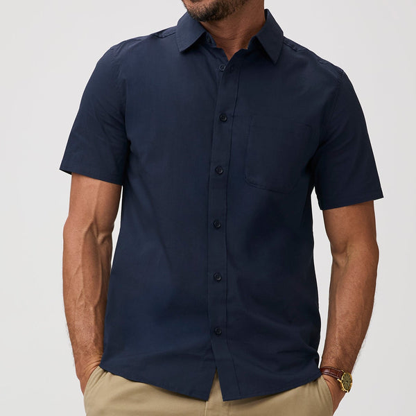 cheap casual dress shirts Hisdern Men's Brown Dress Shirt with Contrast Collar for Casual S