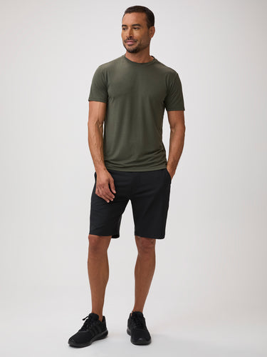 Quick-dry for double session days # Army Green Performance Crew Neck Shirts | Activewear Made for You