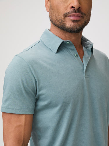 Comfortable in StratuSoft™ fabric #  Men's Polos in Harbor Mist | Cooling, breathable fabric blend