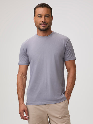 Chad is 6'1" and wears a size M # Quicksilver Crew Neck | Quicksilver crew neck t-shirts | Made with StratuSoft Premium fabric