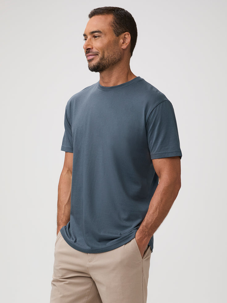 Crew Neck Tee in Rainstorm | best gray t-shirts for men | The Spring Collection by FCT