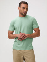 Unique Limited Edition Color # Model Wearing Sea Foam Crew Neck and Khaki Pants | Fresh Clean Threads
