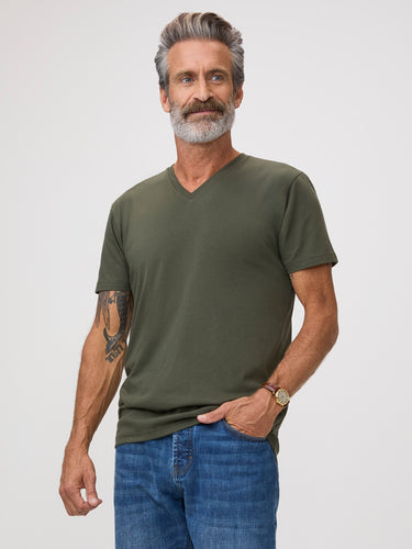Army Green V-Neck Tees for Men | lasting quality, lasting comfort