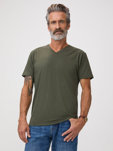 Michael is 6'1" and wears a size M # Army V-Neck Tees | Same premium fabric you love
