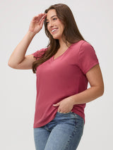 Your favorite tee in Coral #  the perfect neckline | your favorite coral v-neck tee