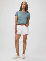Nina is 5'8" and wears a size S # Harbor Mist Women's Tees | Holds up wash after wash