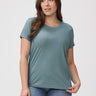 Laurel is 5'7" and wears a size M # Best Crew Neck T-Shirt for Women | Harbor Mist Green | Fresh Clean Threads