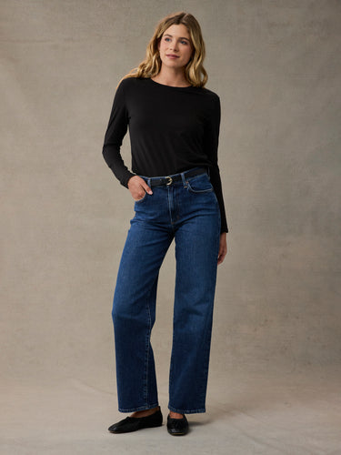 Women's Black Long Sleeve Crew
