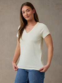 Cream Everyday V-Neck Tee
