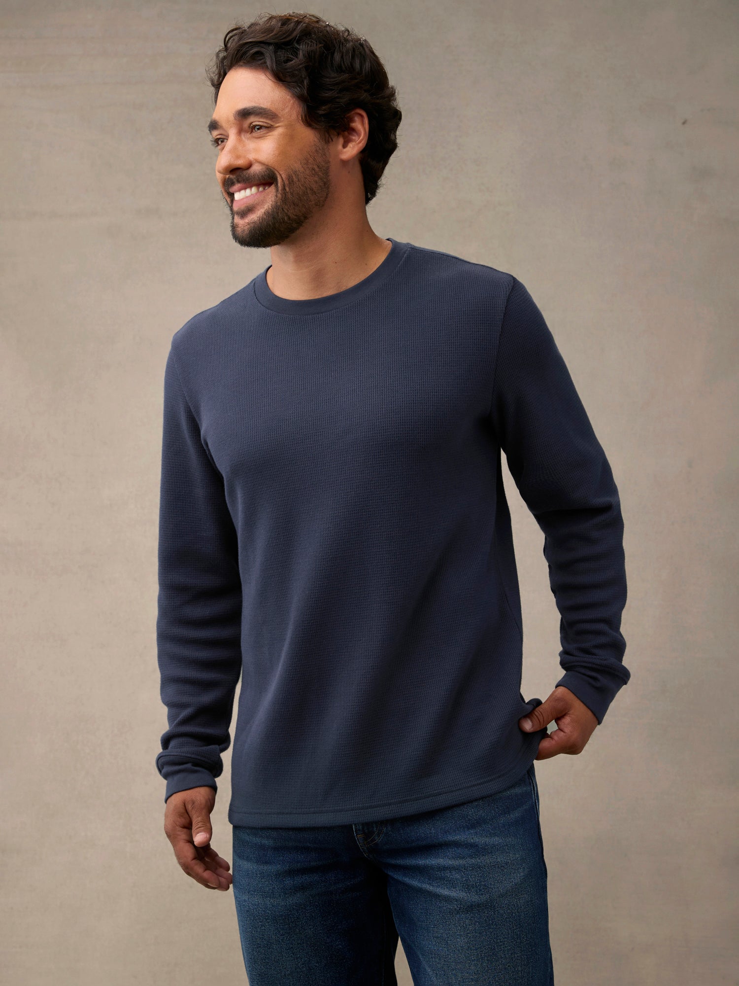 Dark Navy Waffle Thermal – Fresh Clean Threads