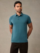 casual polo shirt men's, breathable teal polo