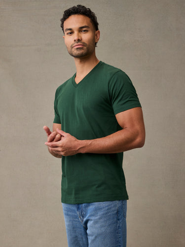 relaxed fit v-neck tee men's, moss green t-shirt