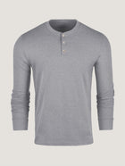 Heather Grey Long Sleeve Henley Ghost Mannequin | Fresh Clean Threads