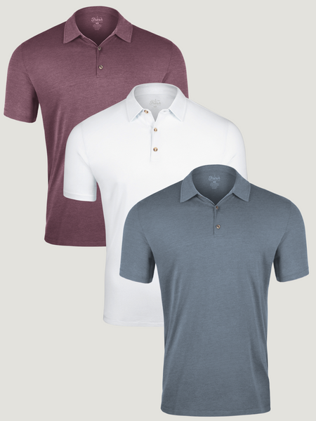 美品 WEWILL TRICOT POLO SHIRT 3 Independence Polo 3-Pack | Burgundy, Wedgewood, and White Polos