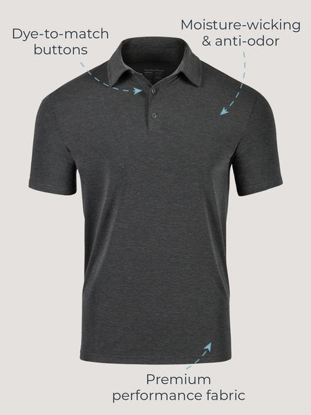 Black Performance Polo Infographic | Fresh Clean Threads