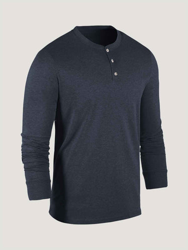 Navy Long Sleeve Henley Ghost Mannequin | Fresh Clean Threads